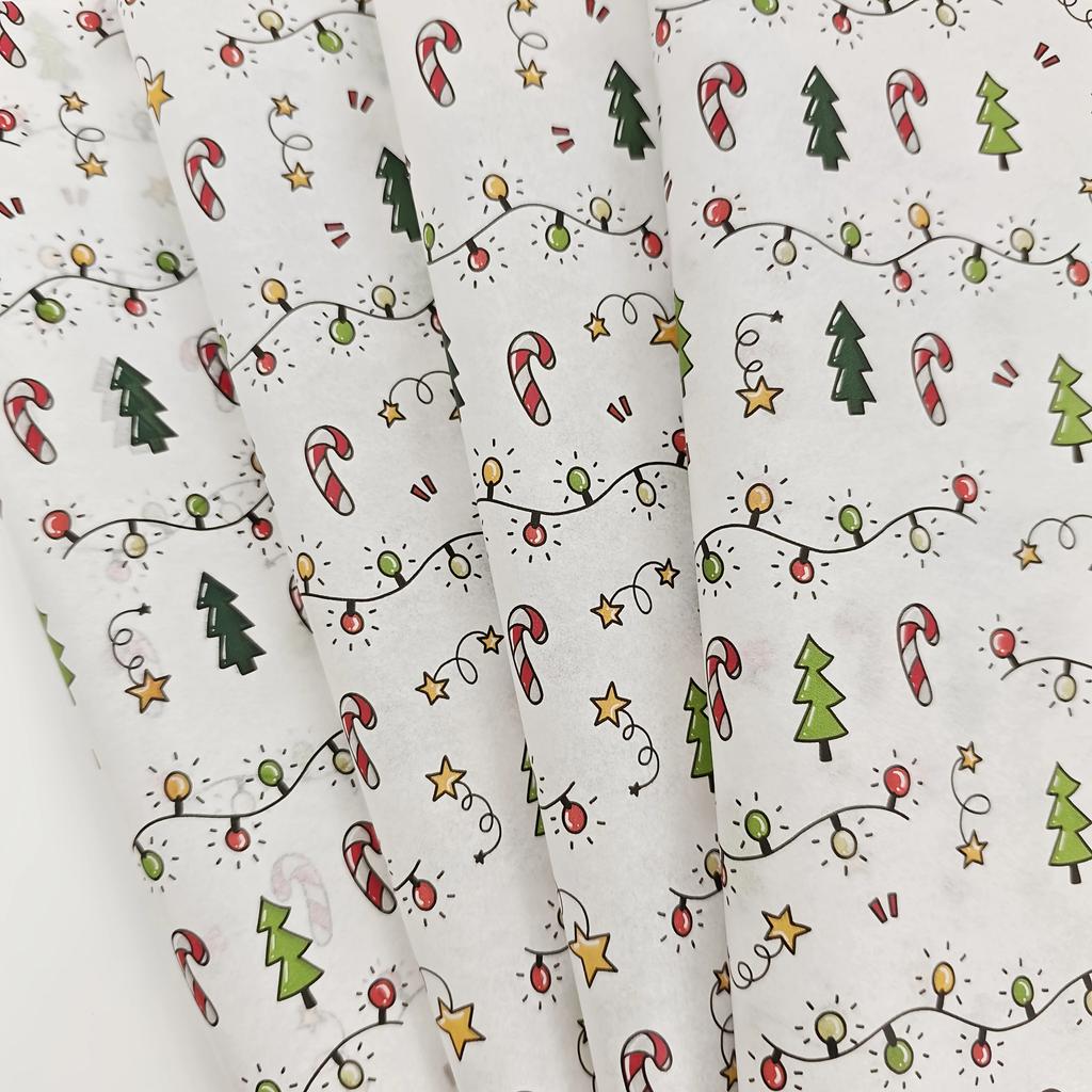 10/1000 листов Рождественский фонарь и узор из роз Тишью бумага Упаковка для подарков Полупрозрачная для рождественской вечеринки по случаю дня рождения Декор