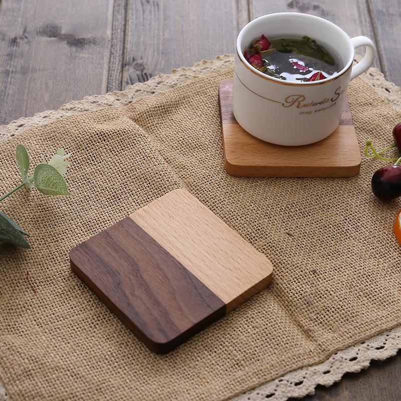 Набор деревянных подставок для чая и кофе с гравировкой, креативными изоляционными прокладками и подносами