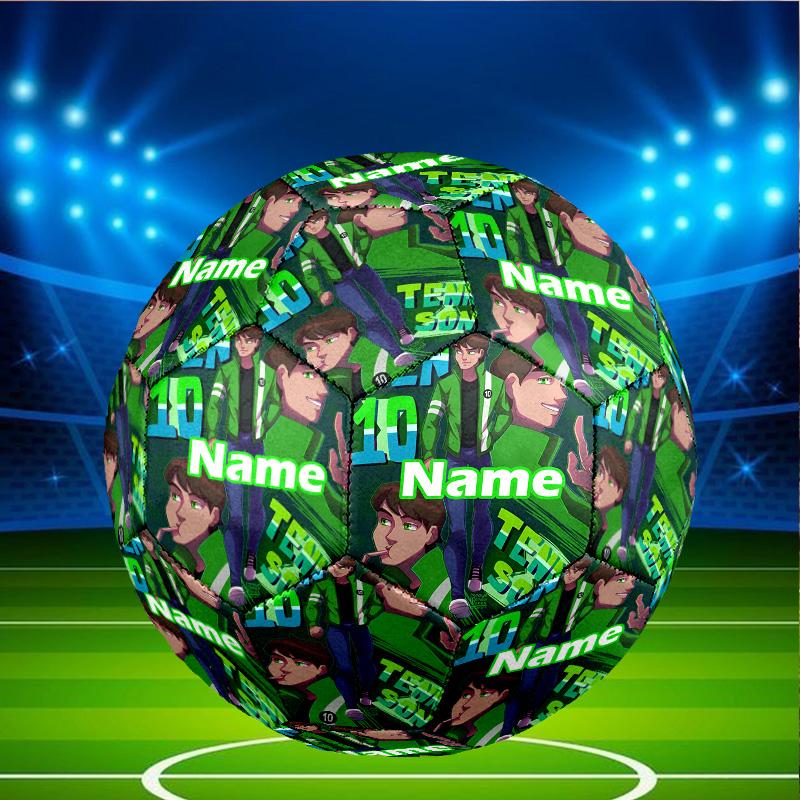 Custom Name Personalized Ben 10 Cartoon Print Size 5 Soccer Ball Training & Match Football, for Team, Kicking, Gift for Football