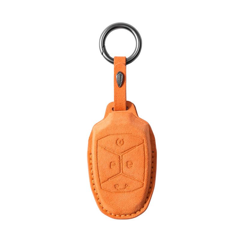 Lynk&Co 03 Suede Key Case: Elegant Unisex Protective Cover with Pendant and Buckle.