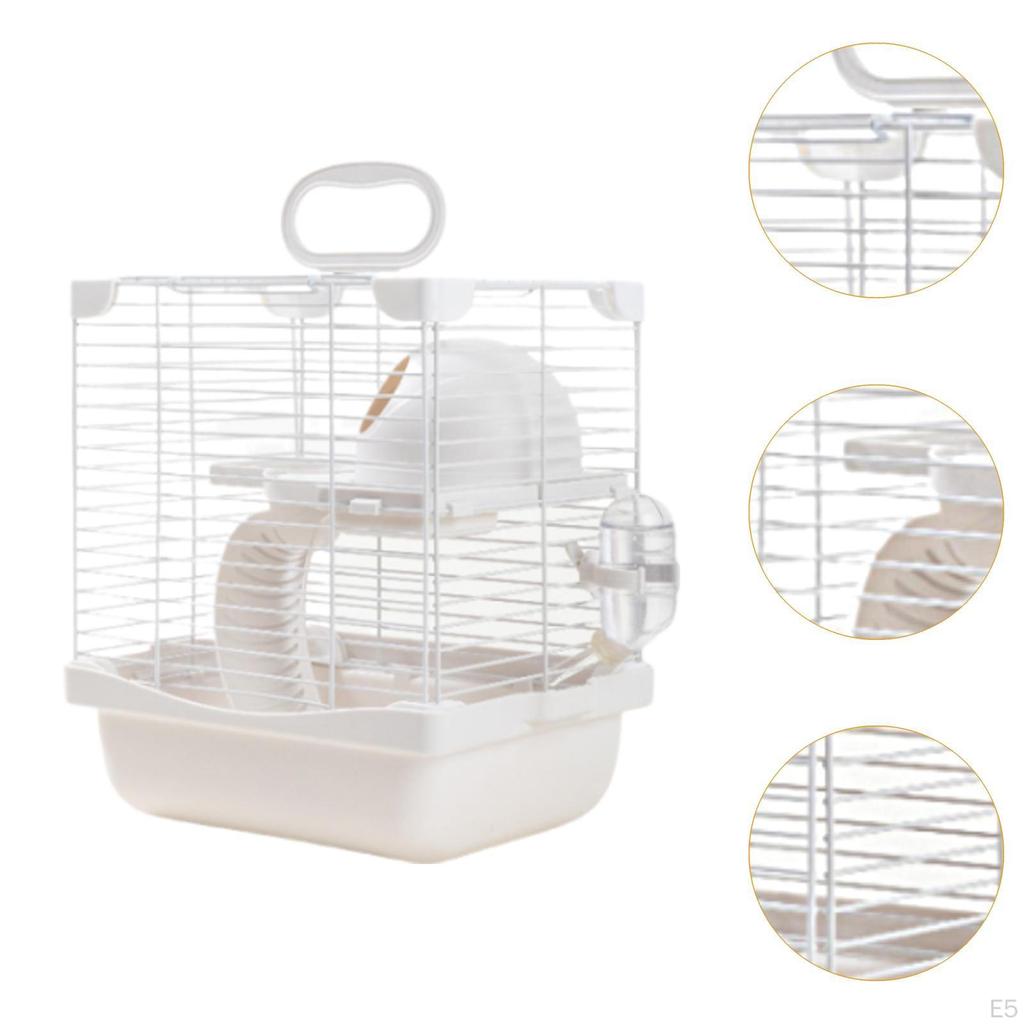 2 Layers Hamster Habitats Cage 19x23x28cm for Mice Gerbils with Slide Detachable Bottom Tray