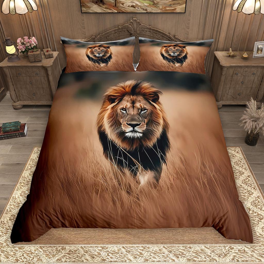 Комплект пододеяльников с дикими животными Homewish 2 шт./3 шт., Постельное белье с дикими животными джунглей, Комплект пододеяльников со львом, леопардом, тигром, волком