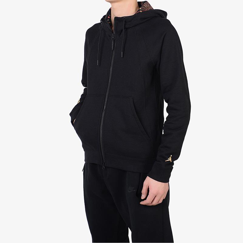 Air Jordan Китайский Новый год Фейерверк с капюшоном на молнии Повседневная куртка Мужская верхняя одежда Черный AO1922-010