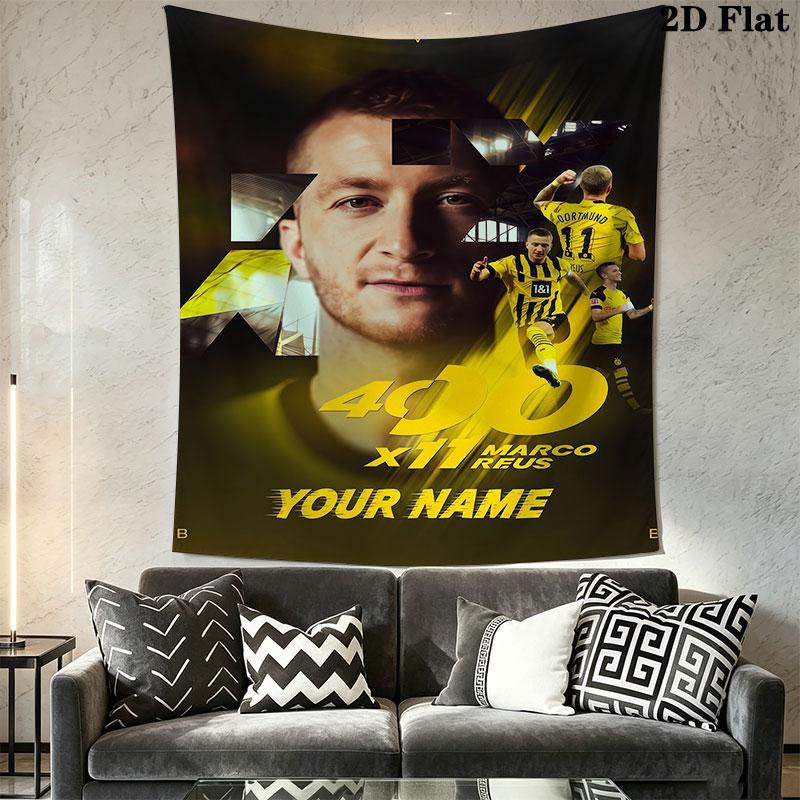 Custom Borussia Dortmund Wall Hanging Printed Fabric Blanket Decorative Tapestries for Bedroom Living Room Home Decor