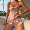 Women's Backless Camisole & Shorts Ice Silk Pajama Set - Sexy Spring/Summer Sleepwear