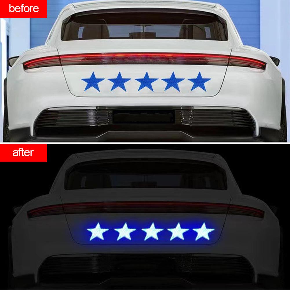 6 шт. светоотражающая наклейка для автомобиля, самоклеящаяся, предупреждающая о безопасности, для грузовика, мотоцикла, прицепа, в форме звезды