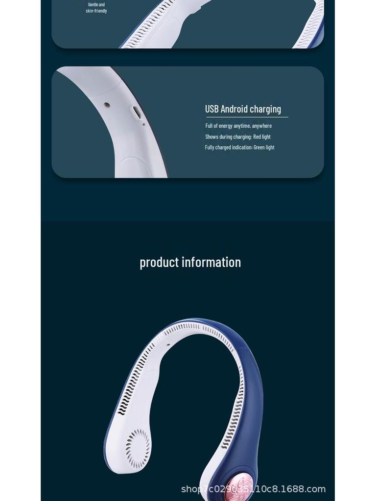 Складной бесшумный шейный вентилятор: Беспроводной, с питанием от USB, для занятий спортом на открытом воздухе