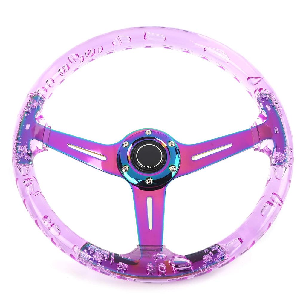 KIMISS 14-inch Car Racing Steering Wheel with Horn Button, Clear Acrylic, New Sport Steering Control for ATVs, Karts, and UTVs