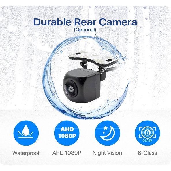 GreenYi 7 Inch Touch Screen WiFi Wireless Apple Carplay and Android-Auto Car Multimedia Monitor with AHD 1080P Reverse Camera