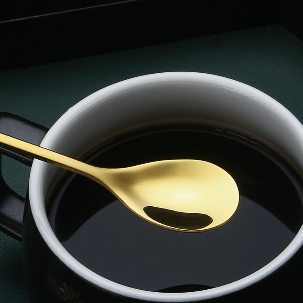 Stainless Steel Water Cup Stirring Spoons Leaf Shape Dessert Spoon Fork Fruit Scraping Spoon Fork