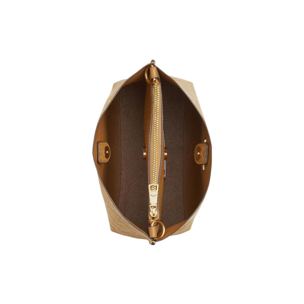 Coach Mollie Bucket Classic Monogram Snap Closure Faux Leather Bucket Bag Women bags Khaki CA582-IMNLJ