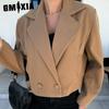 Autumn Winter Fashion Suit Collar Solid Color Wool Small Coat for Women Jackets & Coats