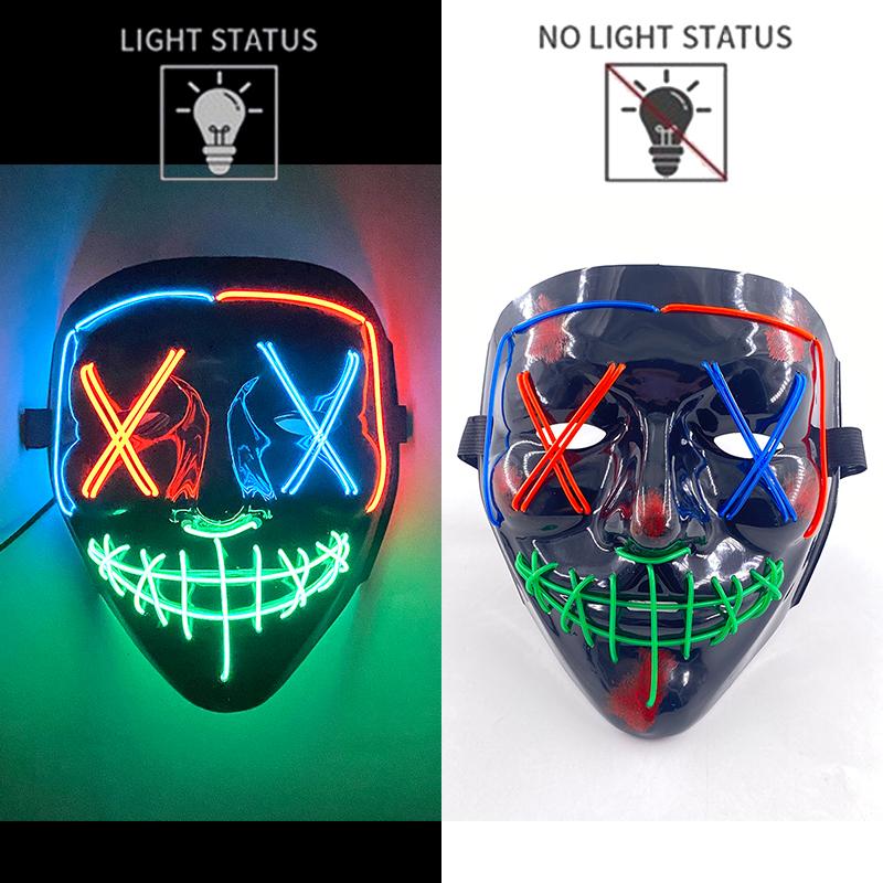 Glowing Vendetta Mask Bar Cosplay Costume Decoration Horror Multi-color LED Mask V For Vendetta Luminous Mask For Men Women