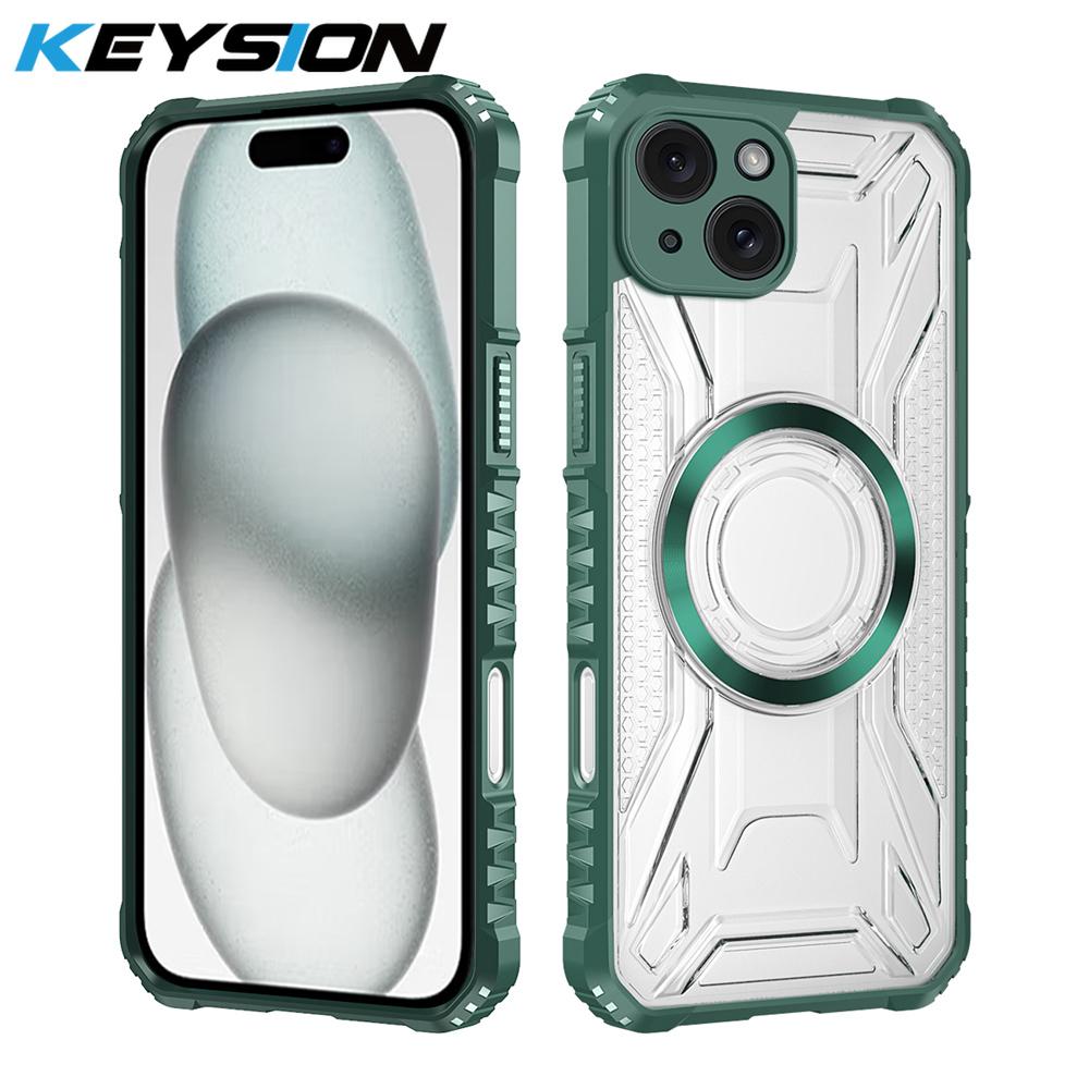 KEYSION Прозрачный магнитный чехол для MagSafe для iPhone 15 Pro Max 14 Plus Силикон+ПК Противоударный чехол для телефона для iPhone 13 Pro Max