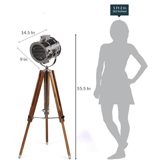 Vintage Spot Light Tripod Floor Lamp for Living Room, Bedroom, Home, Office, Reels Shoot, Cinema