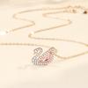 Necklace Pink Diamond Swan Pendant Korean Version Versatile Ins Zircon Accessories