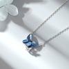 925 Sterling Silver Blue Crystal Butterfly Pendant Necklaces for Women Elegant Daily Wear Silver Necklace Jewelry Gift
