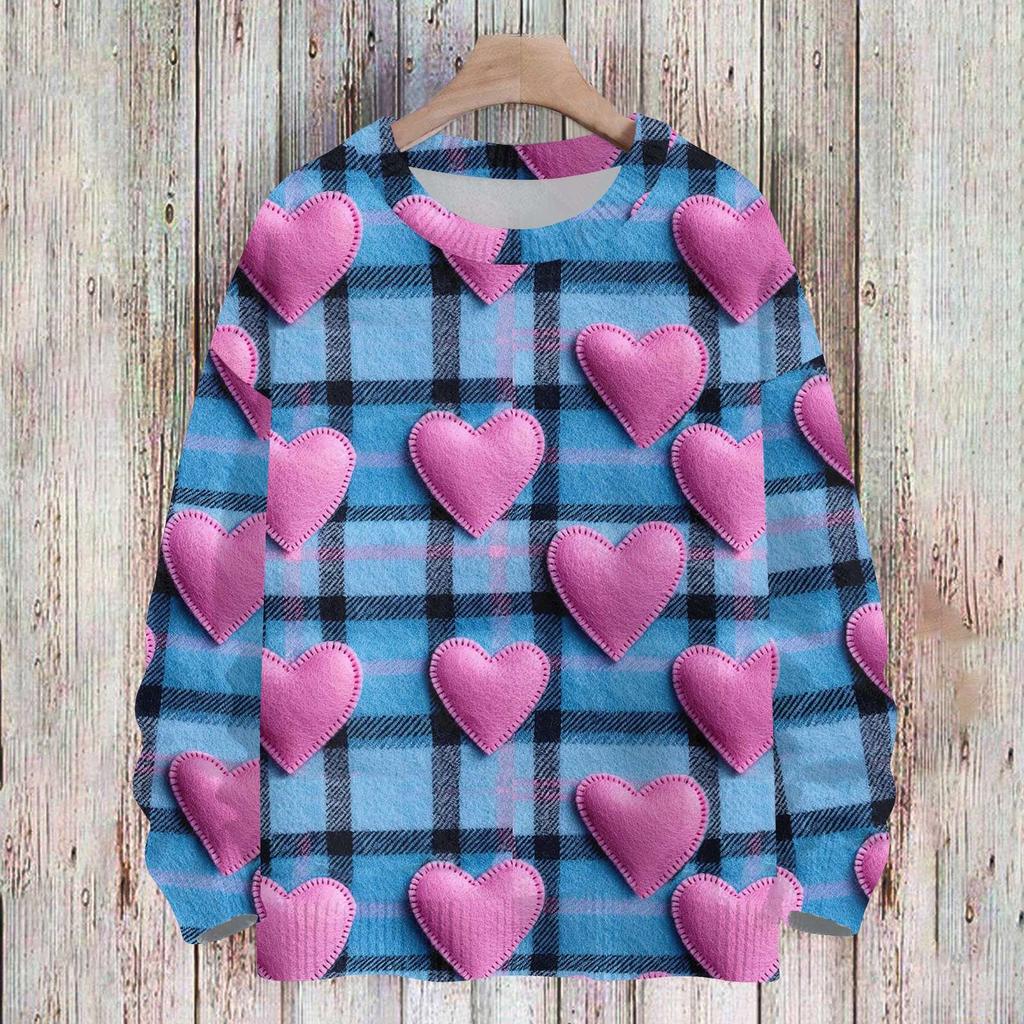 Свитшоты ко Дню святого Валентина для детей, вязаные свитера для мальчиков и девочек, симпатичные рубашки, осенние свитера с круглым вырезом, топы