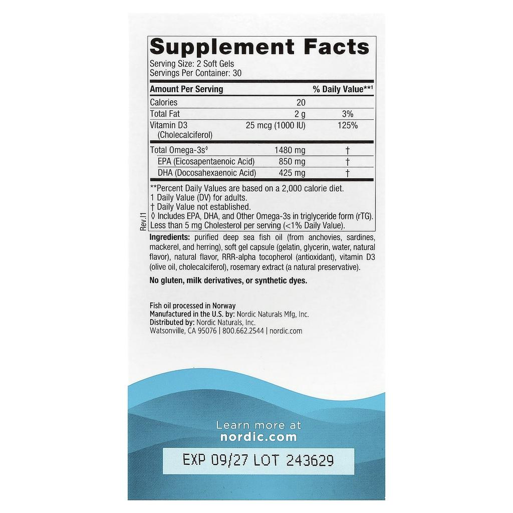 Ultimate Omega Xtra, Lemon, 1,480Mg, 60 Softgels (740Mg Per Softgel)