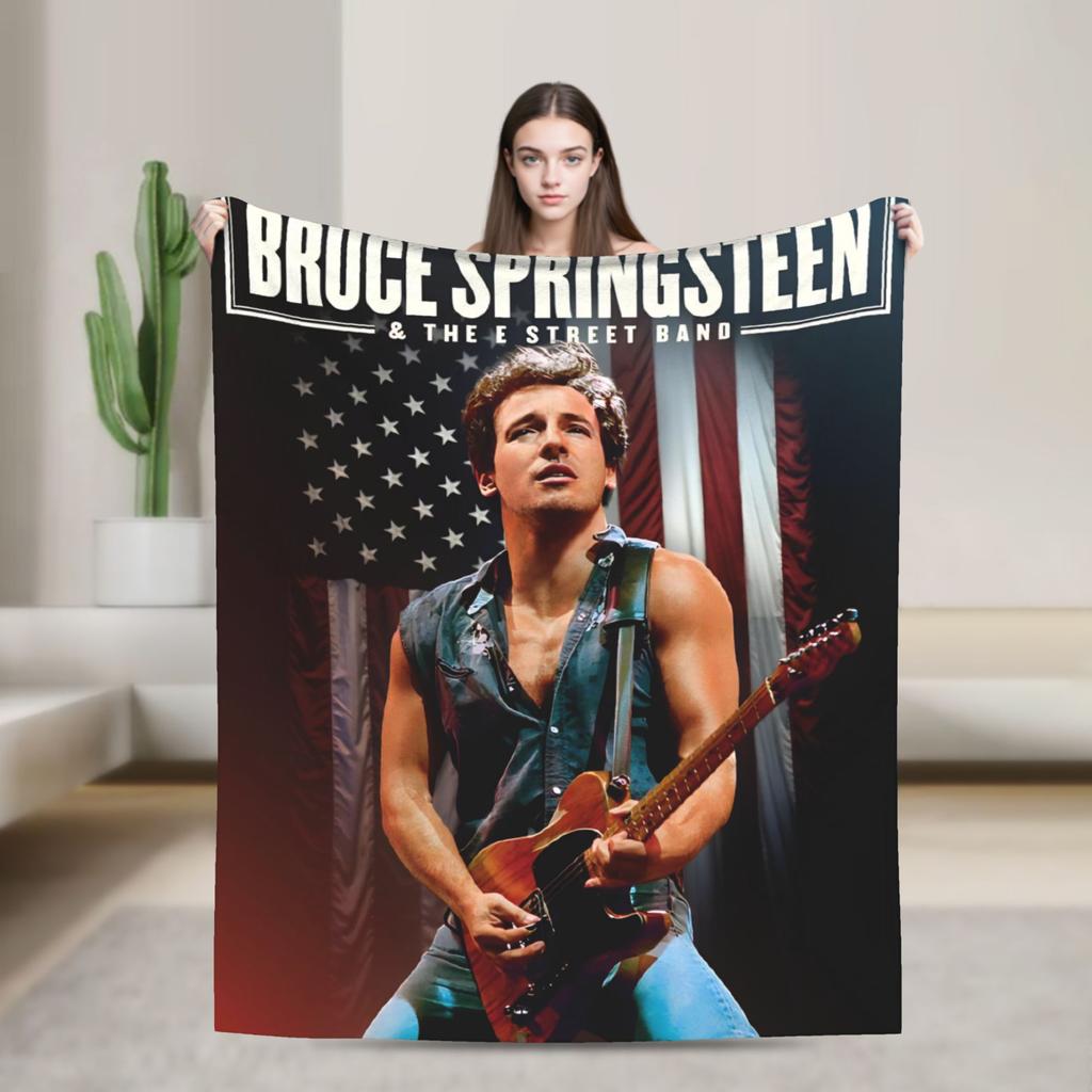 Bruceed Springsteened Concert Tour Blankets Soft Novelty For Couch Chair Decorative Flannel Bedspread Bed Cover