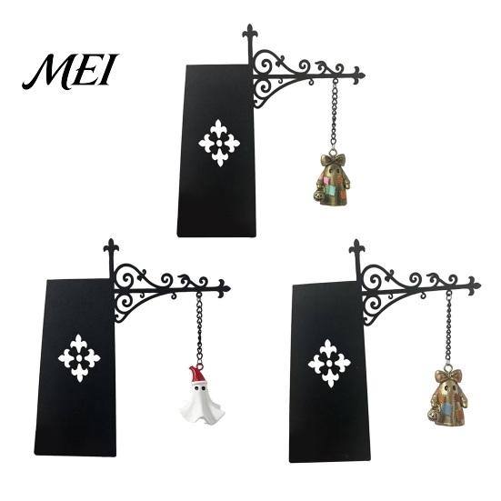 Collectible Holiday Hanging Tag Decorative Ghost Pendant, Iron Bracket Bookshelf Decor, Halloween And Rustic Metal Wall Art Christmas for Indoor