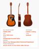 VEVOR 41 in / 1041.4 mm Dreadnought Acoustic Guitar Beginner Bundle Gig Bag Adult Sunburst