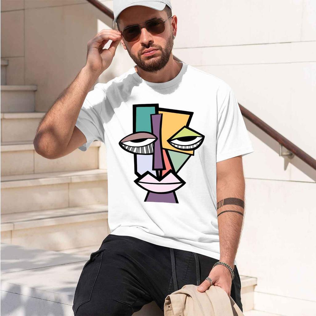 Picasso Style Cubist Print Unisex Unisext Tshirt Summer Autumn Daily Outor Sports Casual Loose Street Short Sleeve 2026 New Model