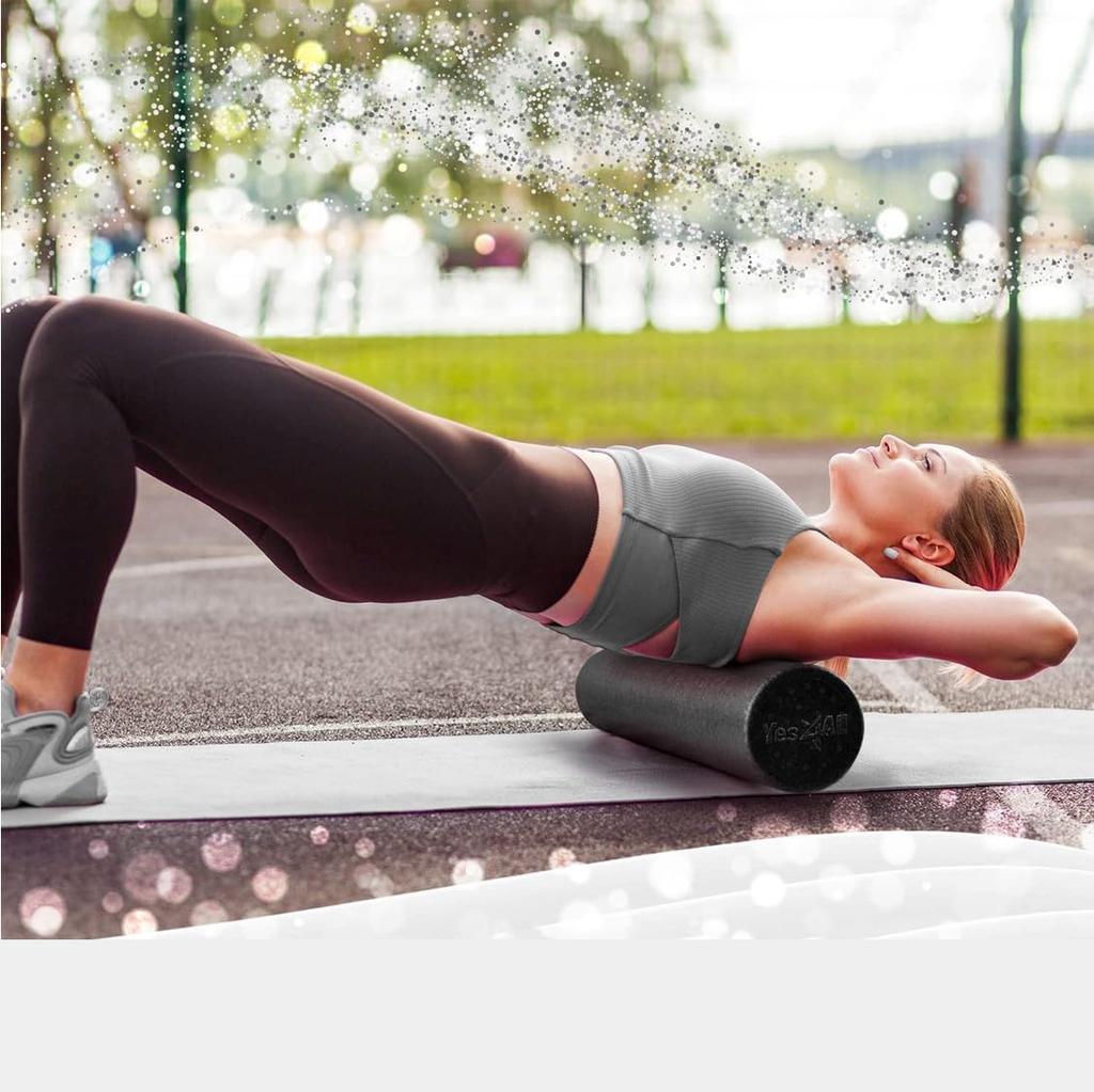 Yes4All Medium Firm Round PE Foam Rollers in 30, 45, 60, and 90 cm for Pilates, Yoga, Stretching, Balance & Core Exercises