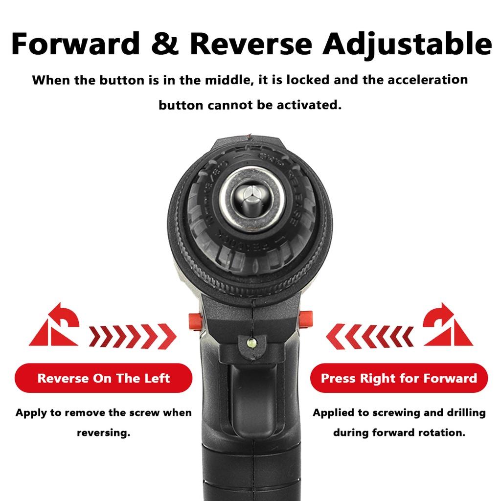 2000W 50N.m Cordless Electric Screwdriver Drill Hammer Variable Speed 3 In 1 Cordless Impact Drill with 2 Batteries