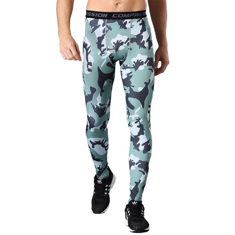 Мужские быстросохнущие компрессионные тайтсы для бега с камуфляжным принтом