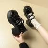 Fashion Sweet Lolita Shoe Platform Round Head Thick Heel Cross Bandage Women Shoes Kawaii Shoes Cosplay Mary Jane Shoes Heart Buckle