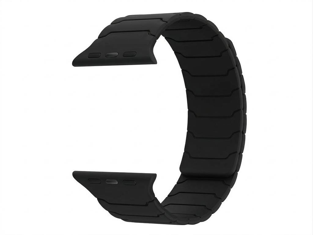 New GlacierX Silicone Magnetic ExoStripe Black Smartwatch Strap for Apple Watch 42/44/45/49mm Black