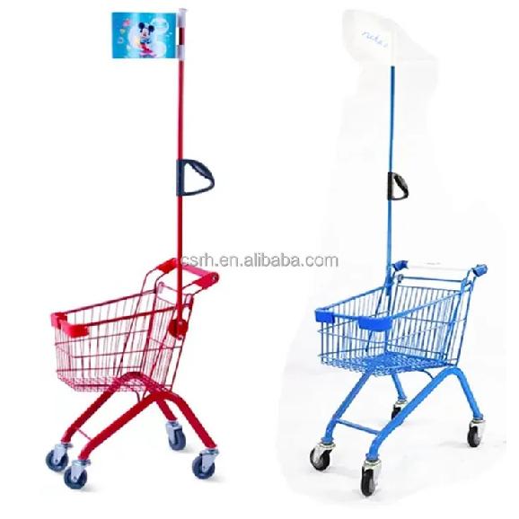RH-SC04 Steel Small Mini Supermarket Kids Shopping Trolley With Flag