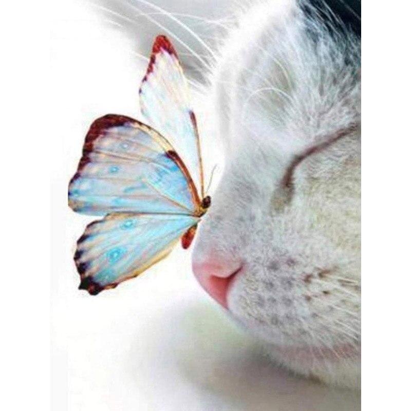 Новый 5D DIY алмазная живопись кошка/бабочка Алмазная вышивка животное вышивка крестиком полная круглая дрель ремесла домашний декор подарок