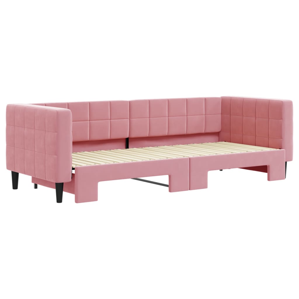 Pull Out Daybed Pink 80 x 200 cm Velvet