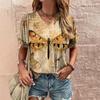 Summer Leopard 3D Print Women V-Neck T-Shirts Casual Pullover Loose Short Sleeves Oversized Tee Shirt Female Clothing XXS-6xl