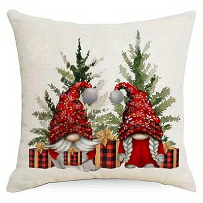 Short Plush Material Pillowcasehome Decor Festive Christmas Gnome & Farmhouse Designs Pattern Cushion Cover Suitable For Sofa Be