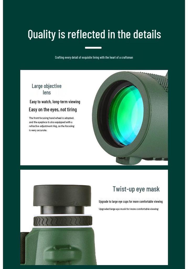 High Magnification 80X100 HD Green Monocular Telescope for Outdoor Bird Watching and Photography