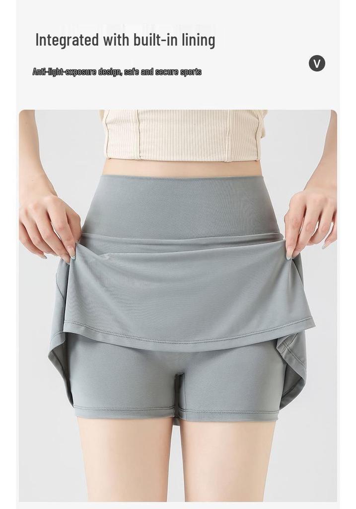 Women's Korean Sporty Pleated Tennis Skirt Shorts: Lightweight, Breathable, Anti-Exposure for Badminton & Yoga.
