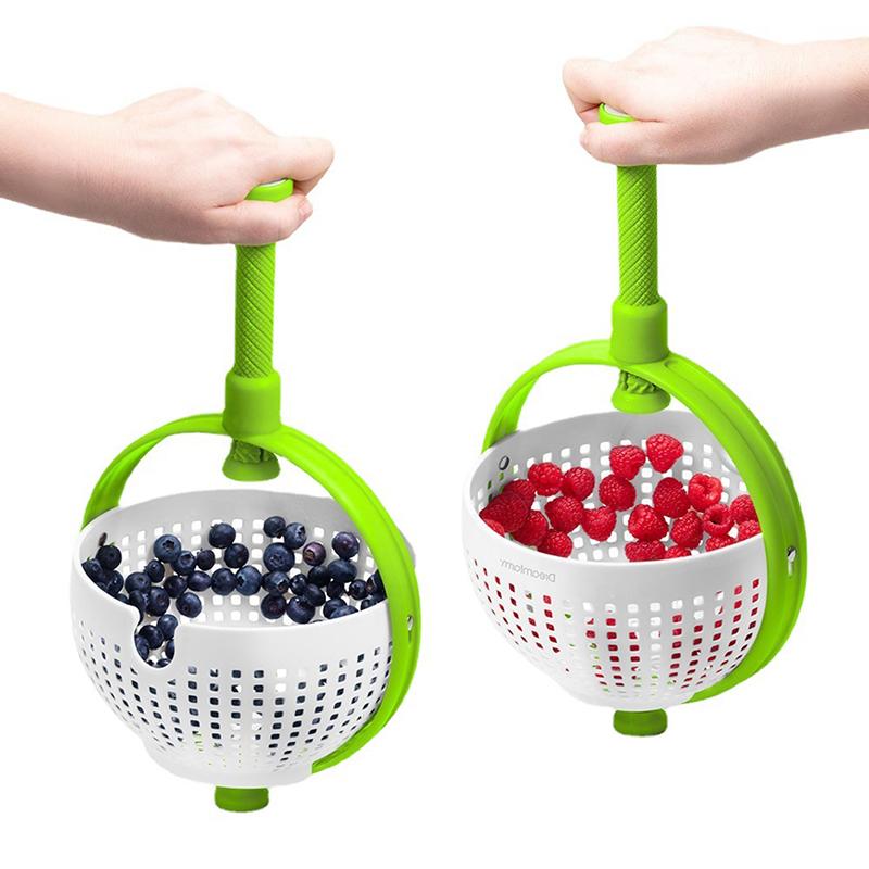 Нейлоновый вращающийся дуршлаг с вращающейся вертушкой для салата, устойчивый к царапинам, со складной ручкой