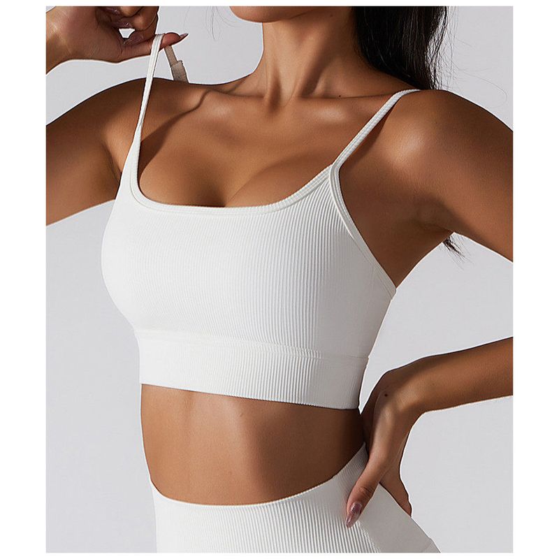 European and American Sexy Minimalism Intimates Gather Shockproof Yoga Clothes with Chest Pad Fitness Vest Short Dancing Bra