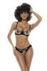 Kyra Black and Nude 3-Piece Set, With Embroidered Lace, Underwired Bra, Garter Belt and Panty Mal8845 Nubk