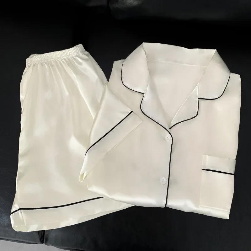 Womens Chic Solid Button Pajama Set Soft Lapel Top Casual Shorts Ultimate Comfort Sleepwear for Relaxing Days Dreamy Nights