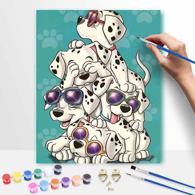 Disney animation digital oil painting Dalmatian puppies diy handpainted coloring painting home decoration gift wall art room decor