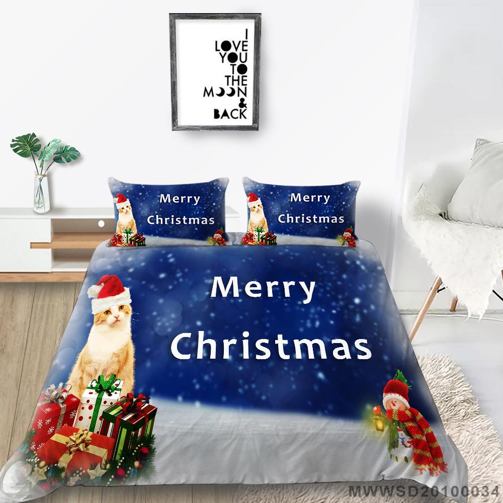 Рождественский комплект домашнего постельного белья, полноразмерное одеяло и наволочка для спальни, 2/3, мягкий моющийся домашний декор