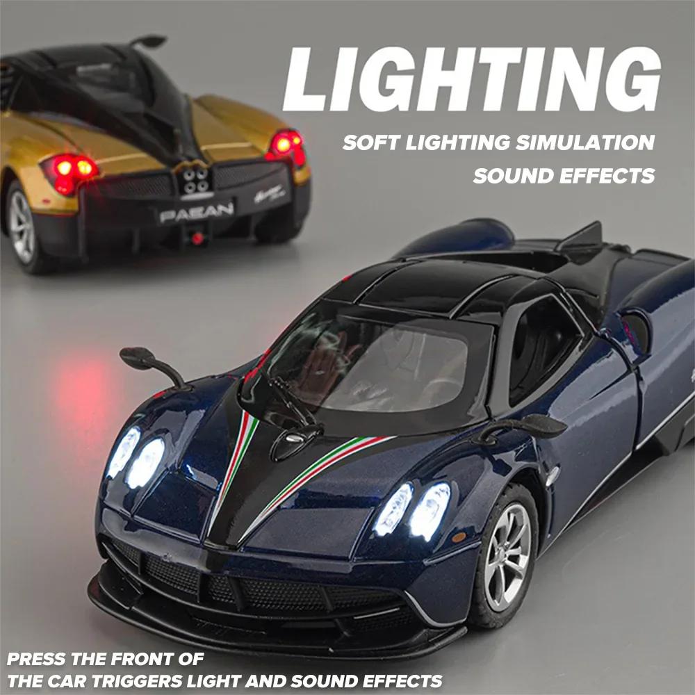 Scale 1:36 Huayra Dinastia Metal Cars Toys Diecast Alloy Car Model for Boys Children Kids Toy Vehicles Sound and Light