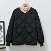Rhombus Lattice Bread Cotton Clothes Autumn and Winter New Simple Solid Color Warm Cotton Clothes Jacket Women's Fashion