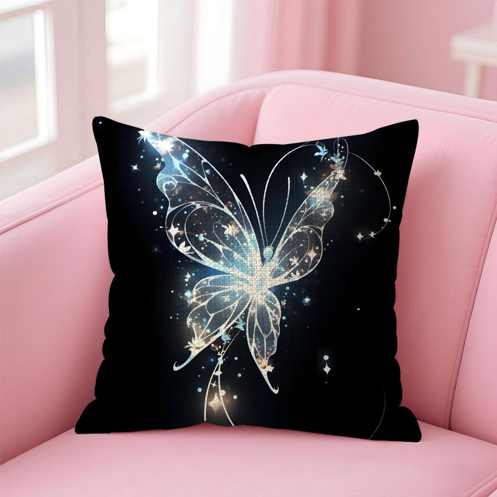 Cute Butterfly Cushion Cover Natural Linen Pillow Case DoubleSided Print Decorative Sofa Pillowcase Home Decor Gift