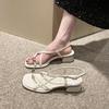 Fashion Summer New Thick Heel Sandals Women's Fashion Square Head Cover Toe Metal Buckle Anti-slip Wear-resistant High Heels