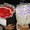 19 Heads Artificial Rose Bouquet Valentine's Day Gift Artificial Flower Rose Soap Bouquet for Wedding Birthday Party DIY Gift